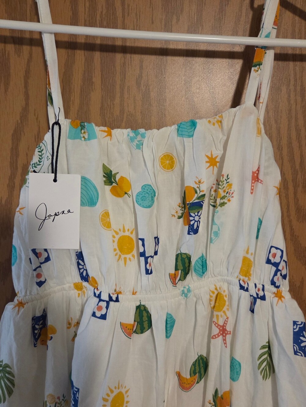 Japna - Flowers, Stars, Fruit Midi Sundress Dress Size Large NWT - Picture 2 of 4